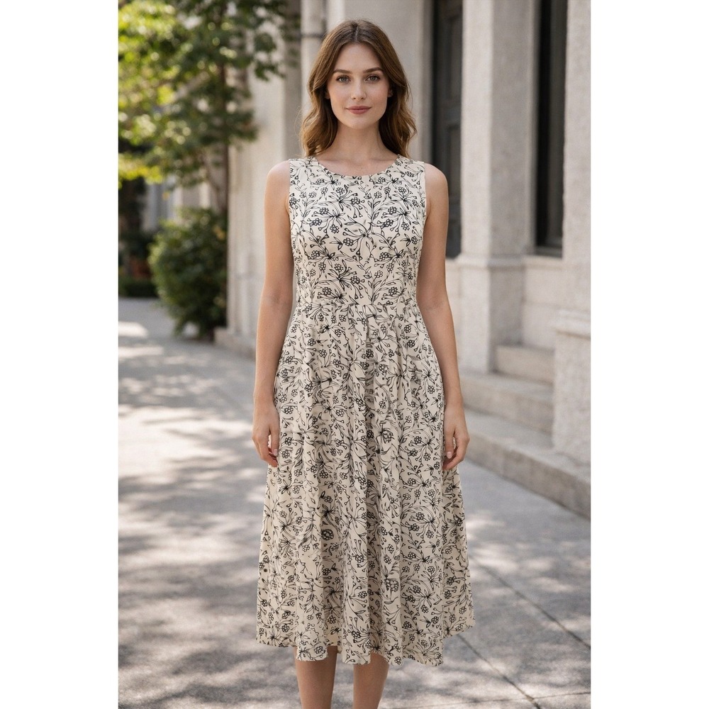 Asiacraft Maxi Dress Womens Size L Floral Sleeveless Buttons Cottagecore Boho